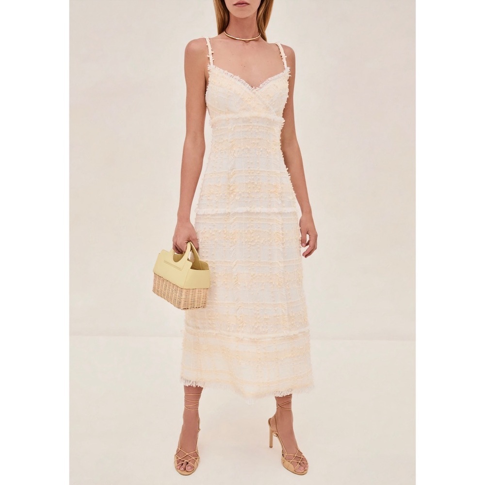 NWT ALEXIS Yellow Midi Tweed Vicci Sleeveless Dress